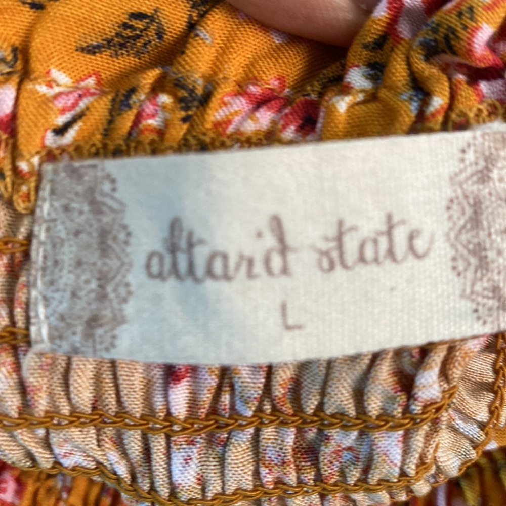 Altar’d State Mini Dress Floral elastic bodice flare skirt size Large - Picture 4 of 6
